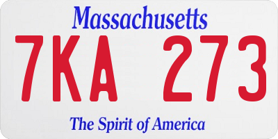 MA license plate 7KA273