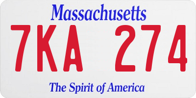 MA license plate 7KA274