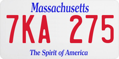 MA license plate 7KA275