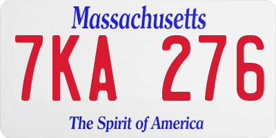 MA license plate 7KA276
