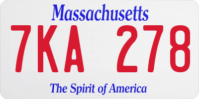 MA license plate 7KA278