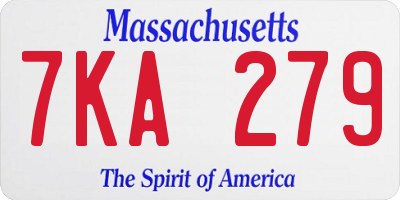 MA license plate 7KA279