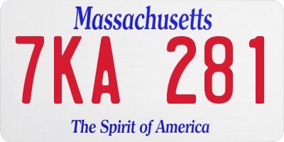 MA license plate 7KA281