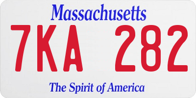 MA license plate 7KA282