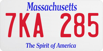 MA license plate 7KA285