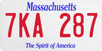 MA license plate 7KA287
