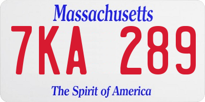 MA license plate 7KA289