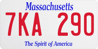MA license plate 7KA290