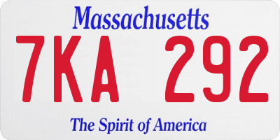 MA license plate 7KA292