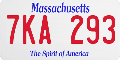 MA license plate 7KA293