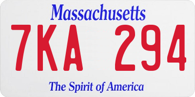 MA license plate 7KA294
