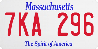 MA license plate 7KA296