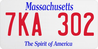 MA license plate 7KA302