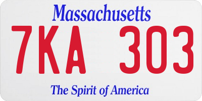 MA license plate 7KA303