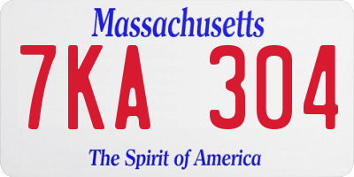 MA license plate 7KA304