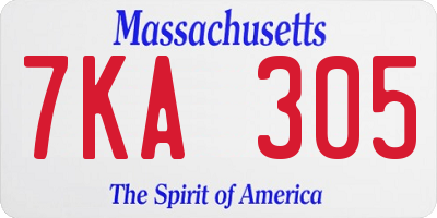 MA license plate 7KA305