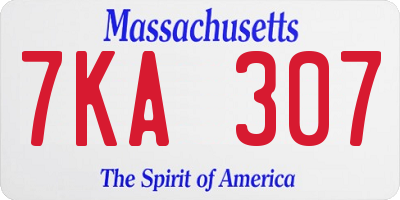 MA license plate 7KA307
