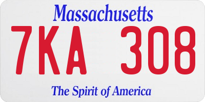 MA license plate 7KA308