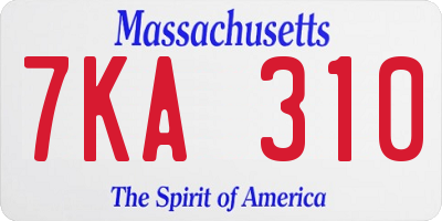 MA license plate 7KA310