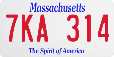 MA license plate 7KA314