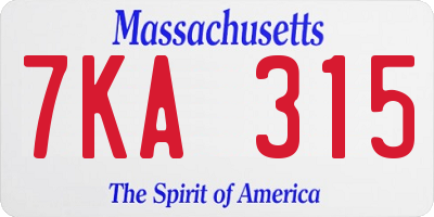MA license plate 7KA315