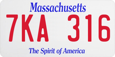 MA license plate 7KA316