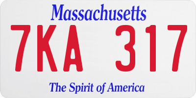 MA license plate 7KA317