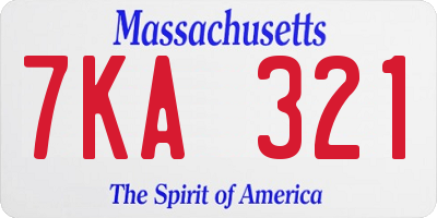 MA license plate 7KA321