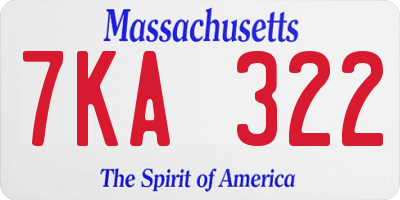 MA license plate 7KA322