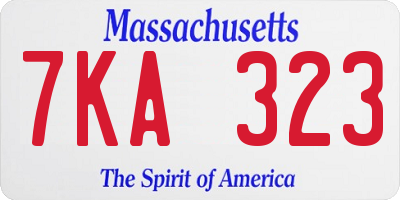 MA license plate 7KA323