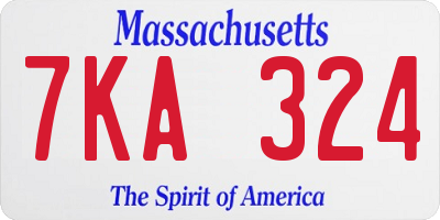 MA license plate 7KA324