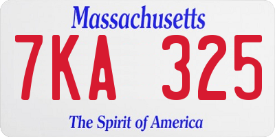 MA license plate 7KA325
