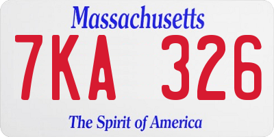 MA license plate 7KA326