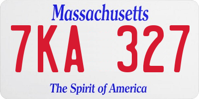 MA license plate 7KA327