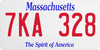 MA license plate 7KA328
