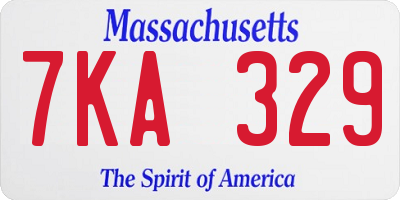 MA license plate 7KA329