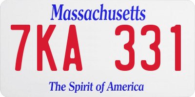 MA license plate 7KA331