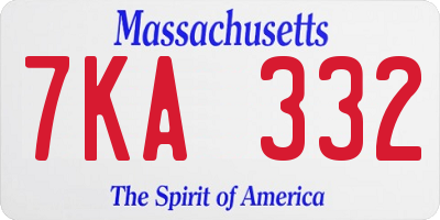MA license plate 7KA332