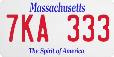 MA license plate 7KA333