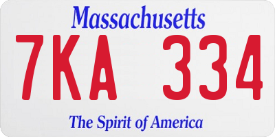 MA license plate 7KA334