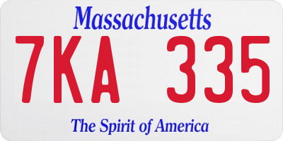 MA license plate 7KA335