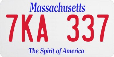 MA license plate 7KA337