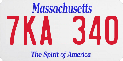 MA license plate 7KA340