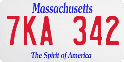 MA license plate 7KA342
