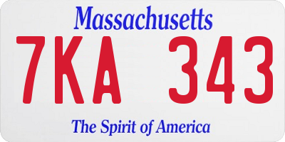 MA license plate 7KA343
