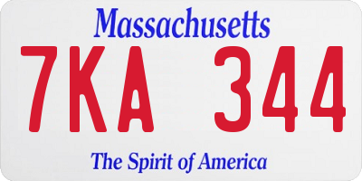MA license plate 7KA344