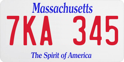MA license plate 7KA345