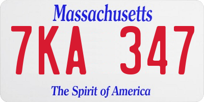 MA license plate 7KA347