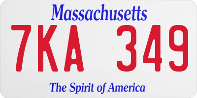 MA license plate 7KA349