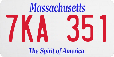 MA license plate 7KA351